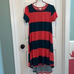 XS Lularoe Carly dress coral and green color